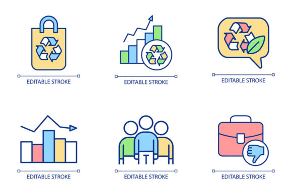 Circular Economy RGB Color Icon Set