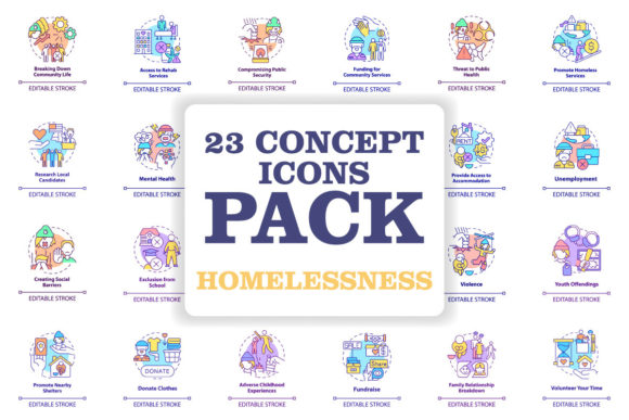 Explore Homelessness Concept Icons Set