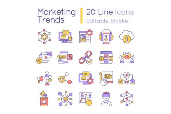 Unlocking Creativity with Marketing Trends RGB Color Icons Set