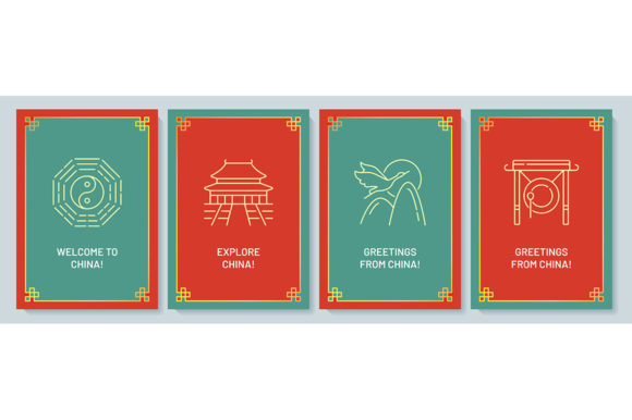 With Love from China: A Versatile Postcard with Icons for Every Occasion